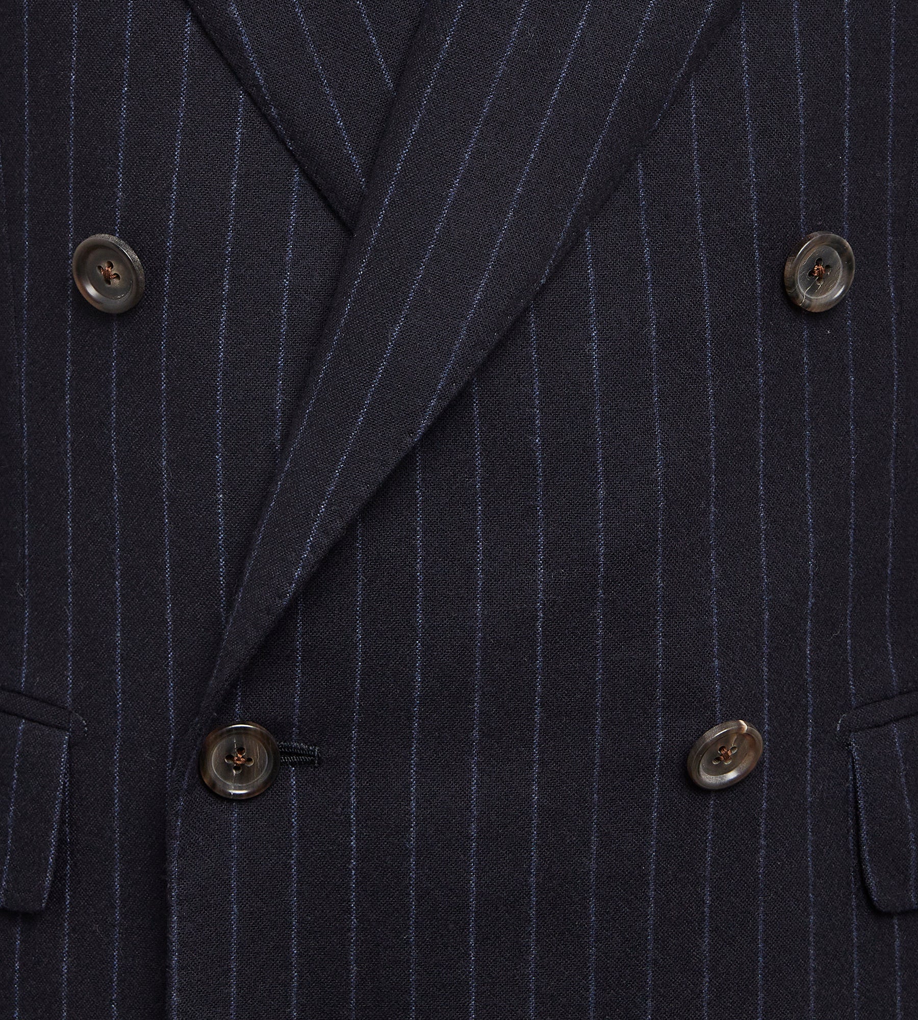 Costume croisé bas 6x1 bleu marine à rayures en flanelle