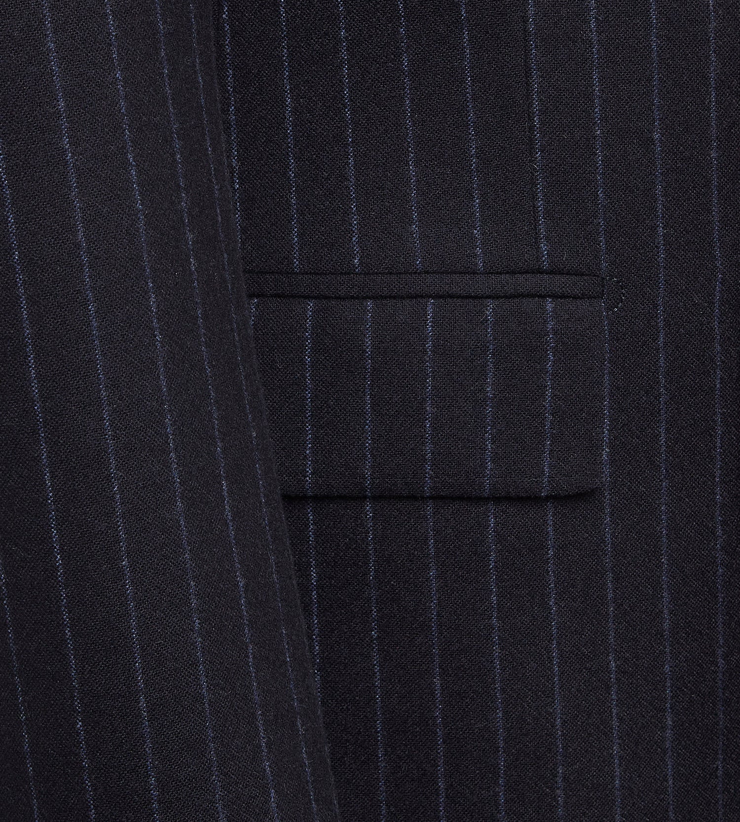 Costume croisé bas 6x1 bleu marine à rayures en flanelle