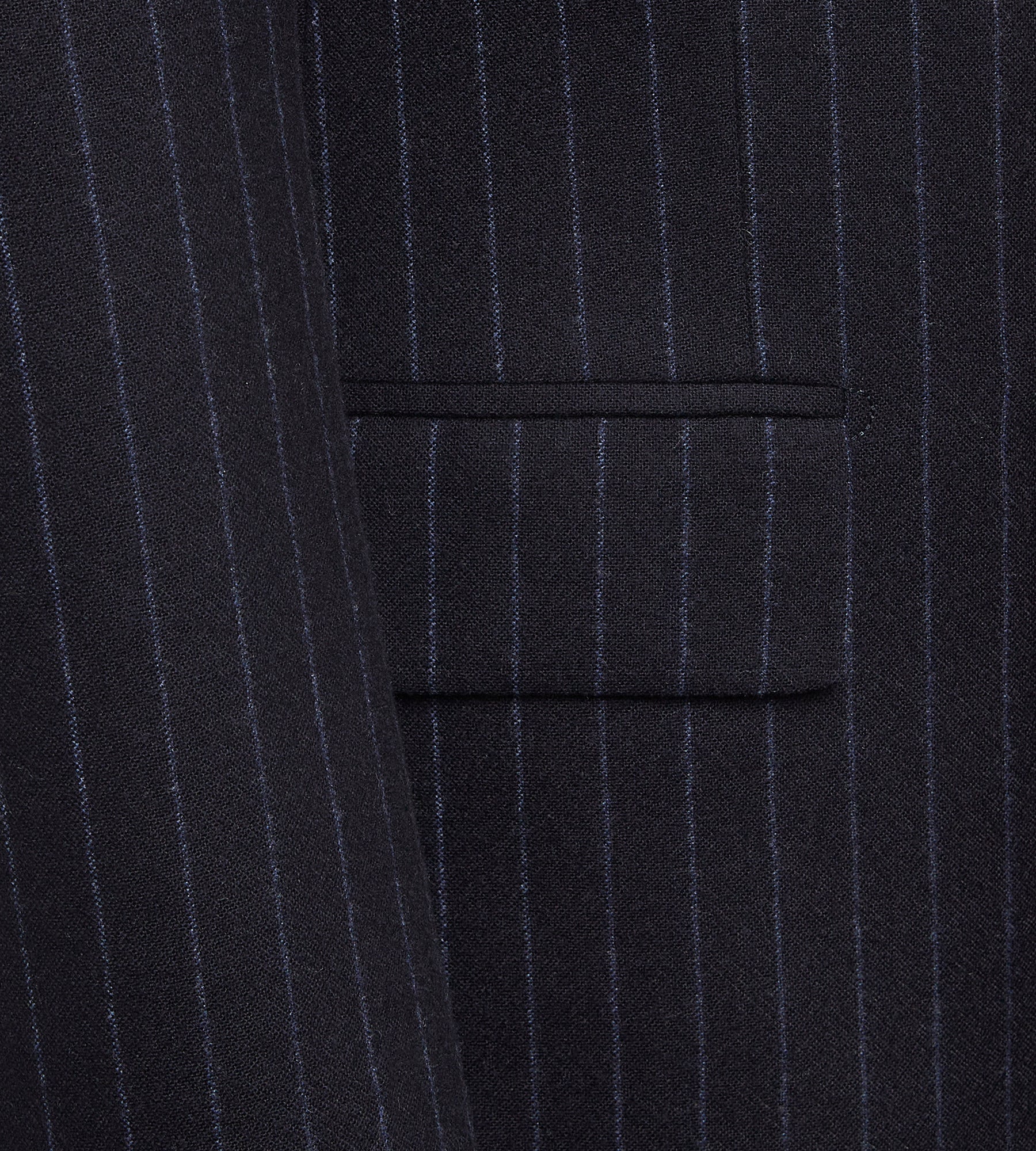 Costume croisé bas 6x1 bleu marine à rayures en flanelle