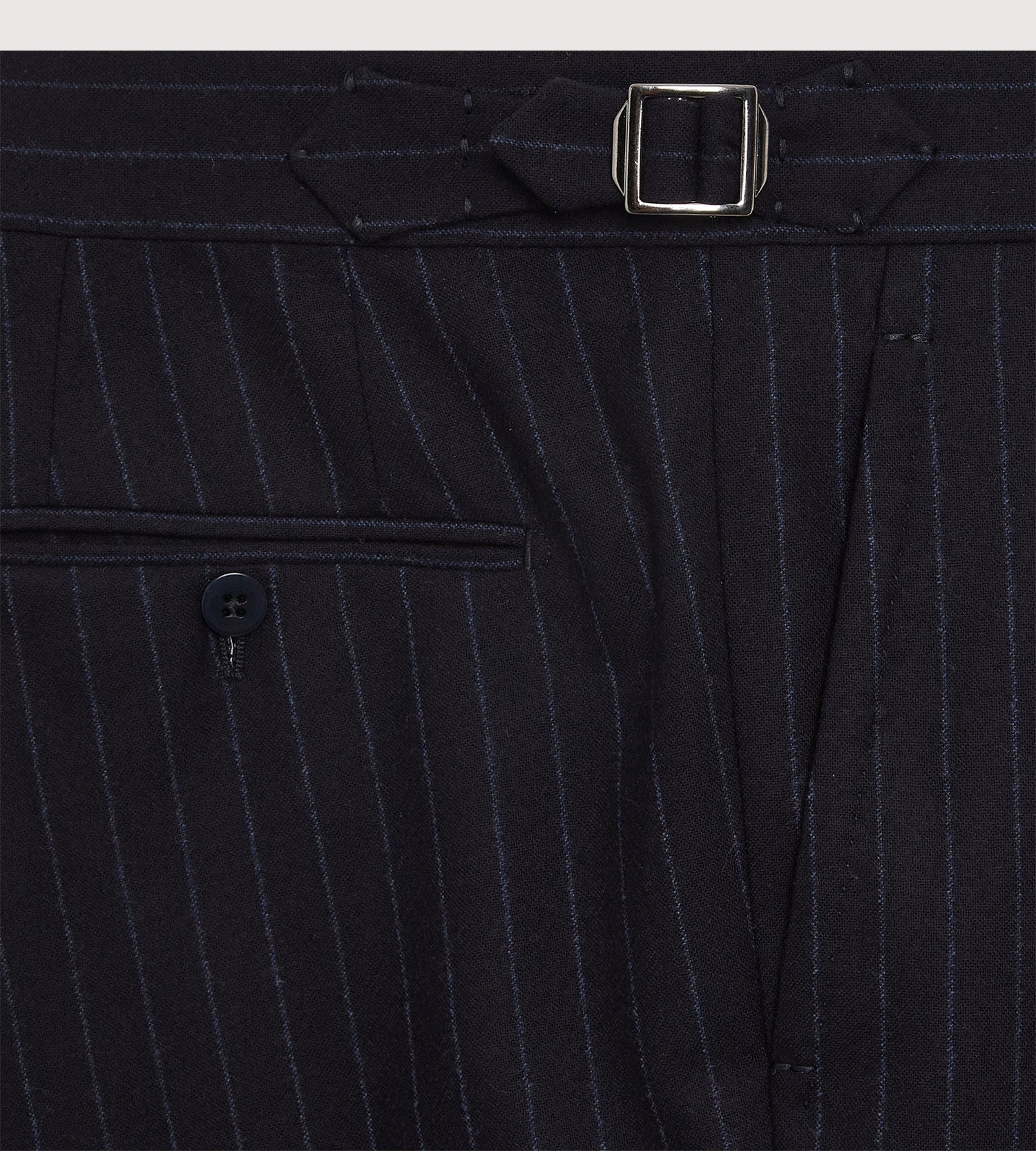 Costume croisé bas 6x1 bleu marine à rayures en flanelle