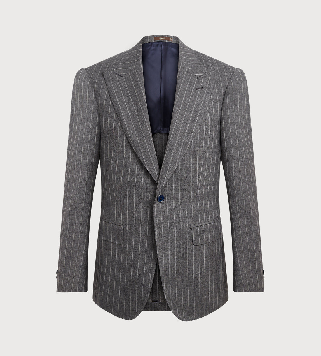 Costume gris à rayures blanches