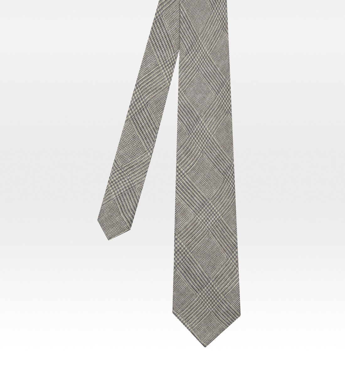 Cravate en laine gris motif prince-de-galles