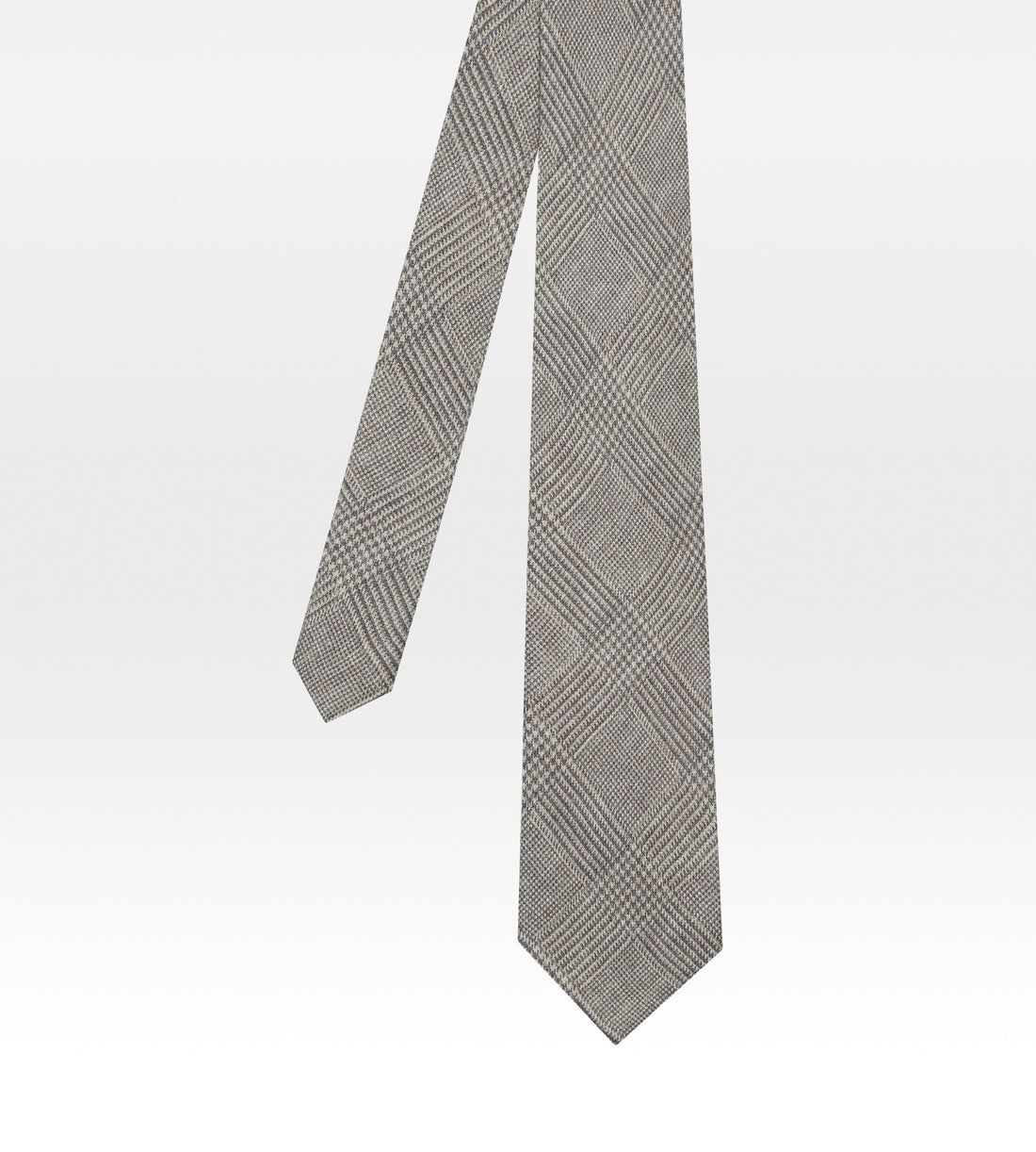 Cravate en laine gris motif prince-de-galles