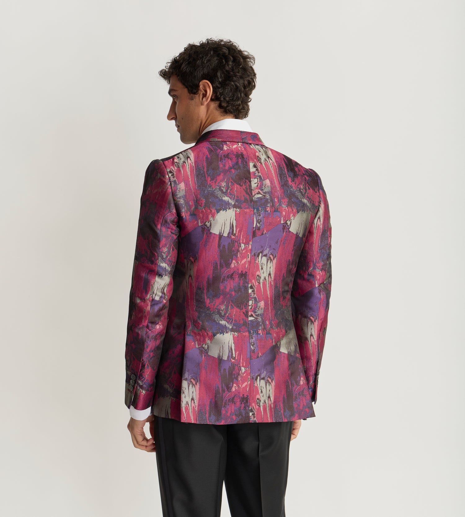 Veste croisée en jacquard rose