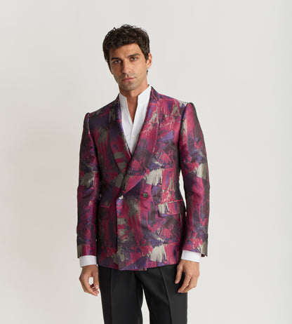 Veste croisée en jacquard rose