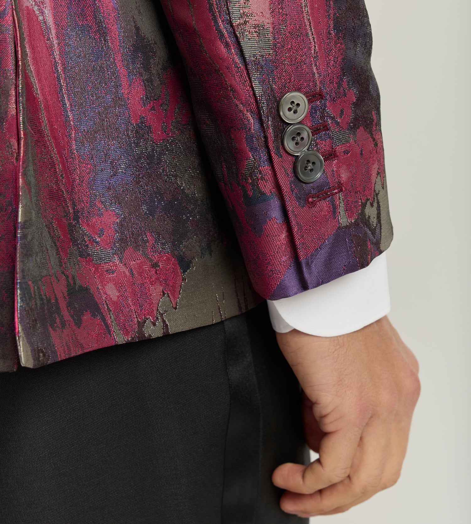 Veste croisée en jacquard rose