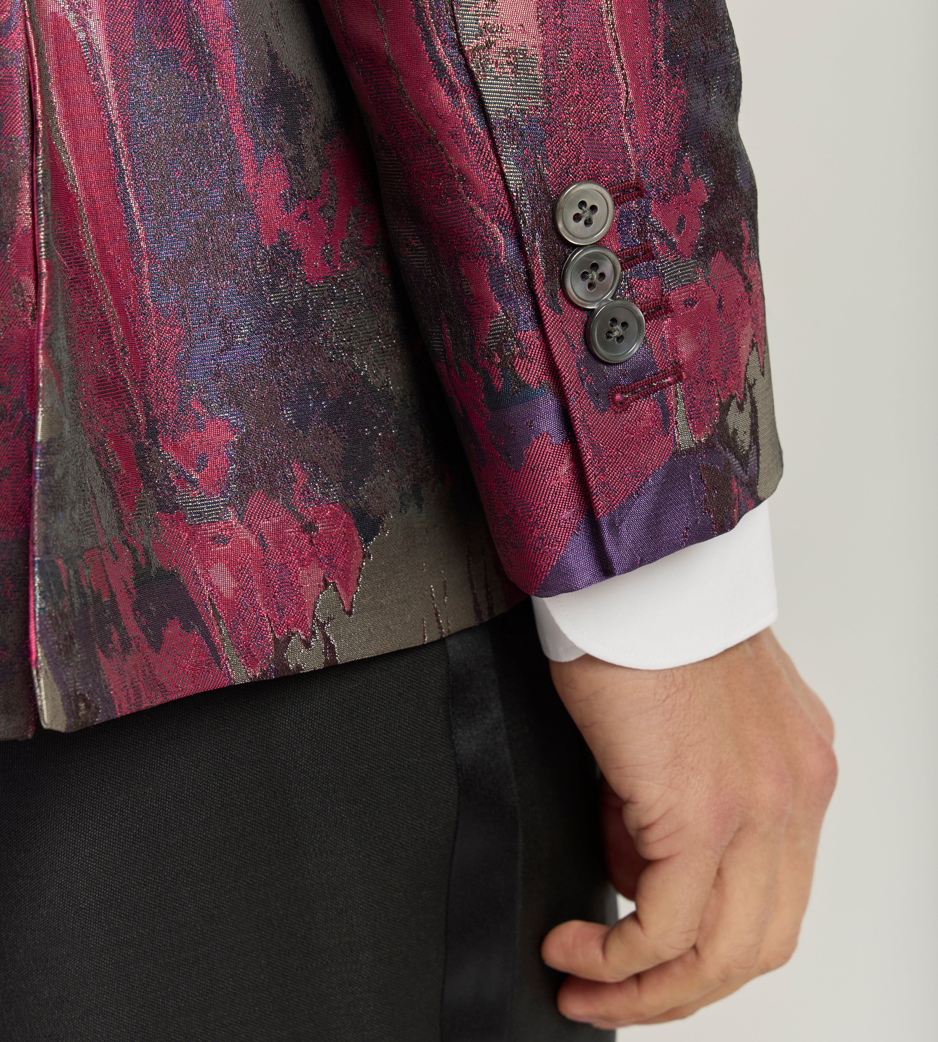 Veste croisée en jacquard rose