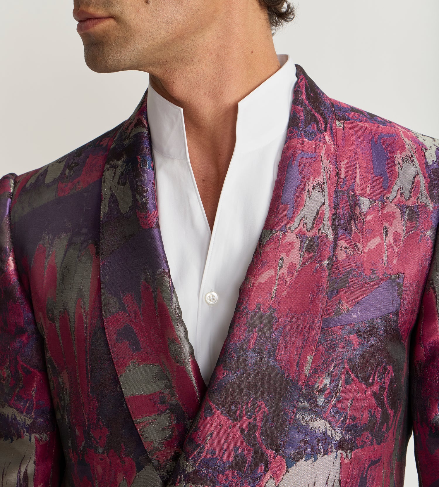 Veste croisée en jacquard rose