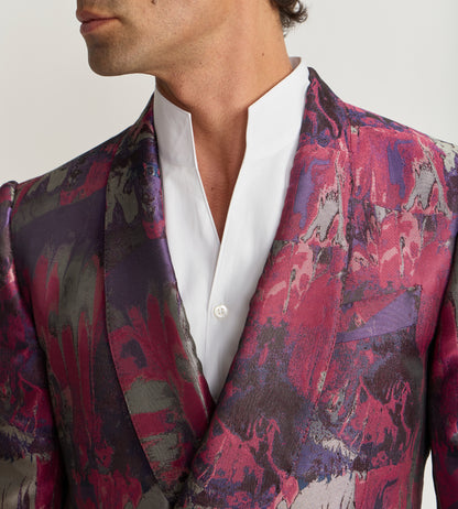 Veste croisée en jacquard rose