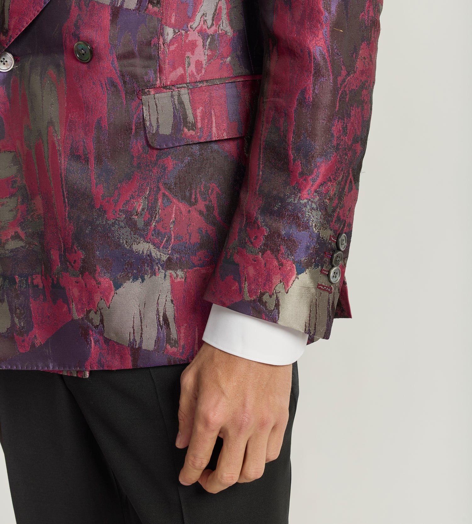 Veste croisée en jacquard rose