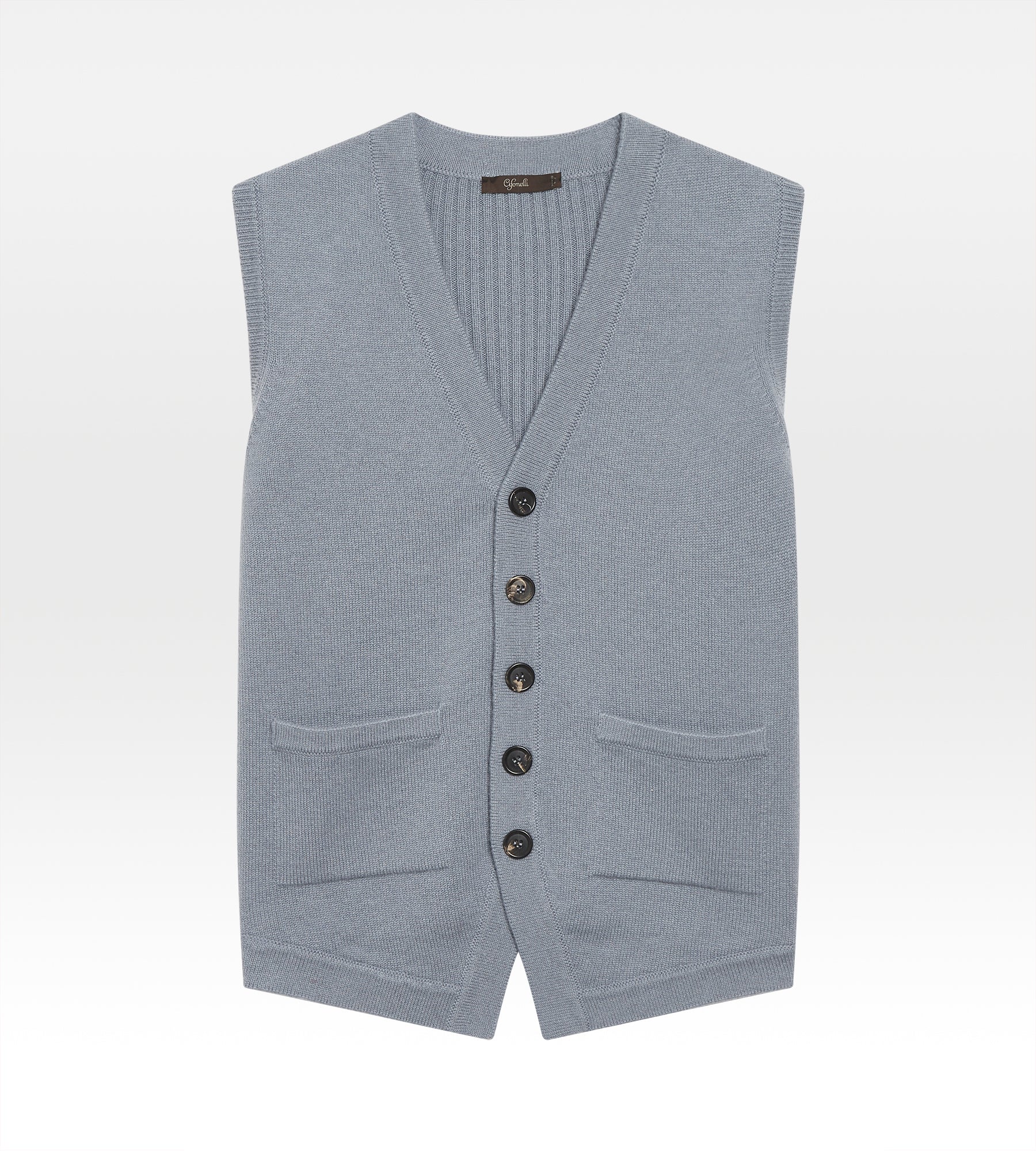 Grey cashmere sleeveless cardigan