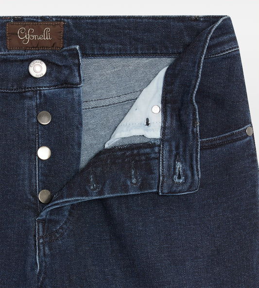 Jeans SKIM en coton & cachemire bleu marine