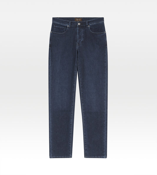 Jeans SKIM en coton & cachemire bleu marine