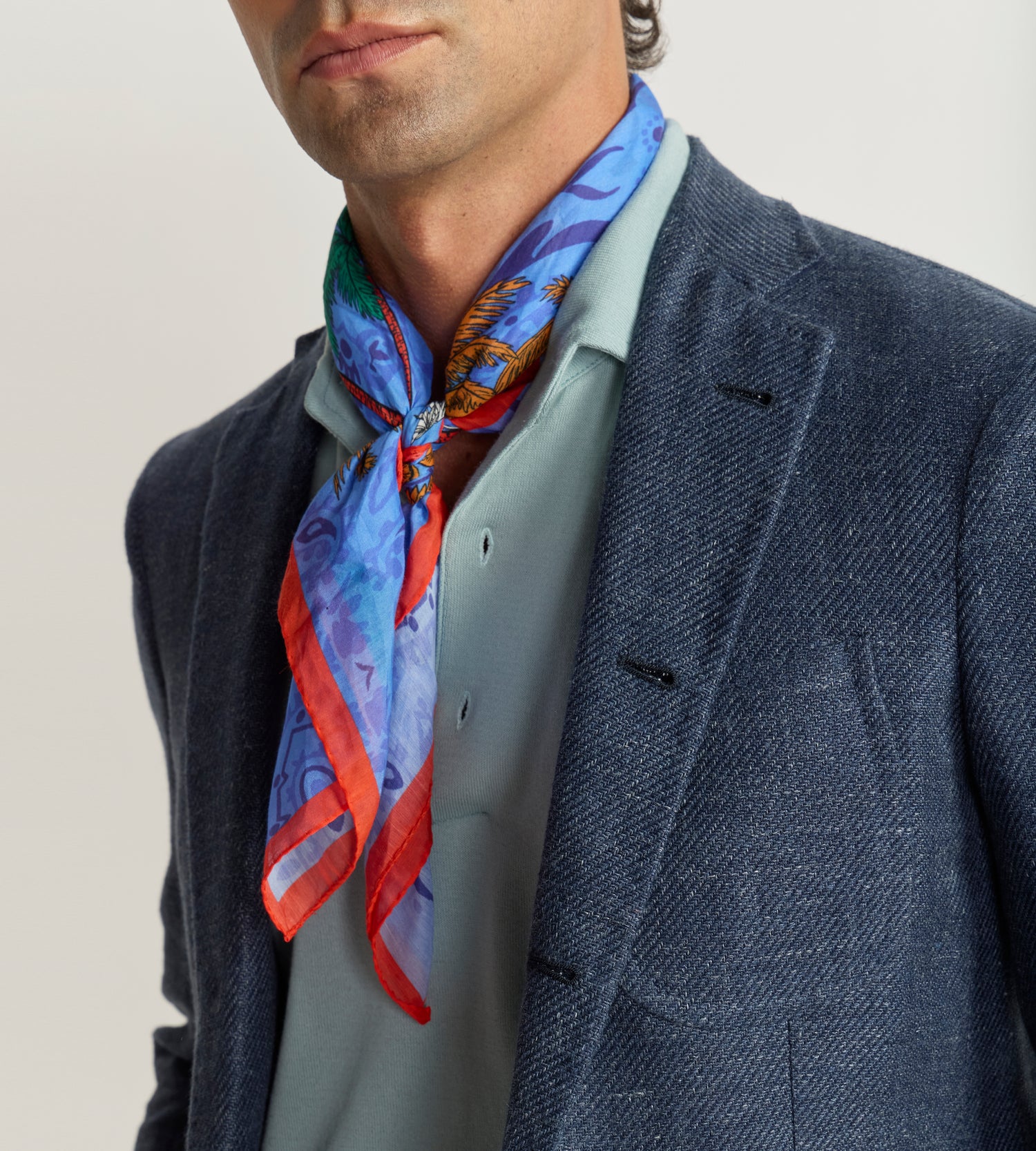 Scarf 80% cotton &amp; 20% silk Blue