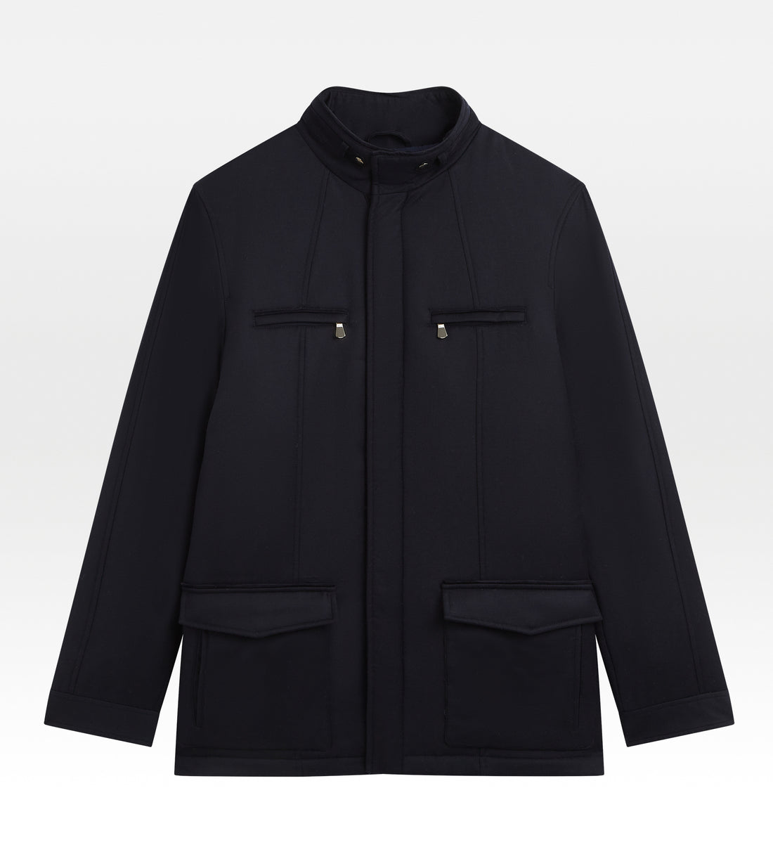 Parka bleu marine en laine déperlante