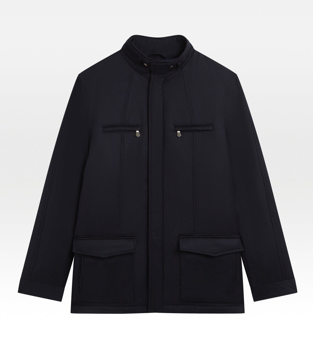 Parka bleu marine en laine déperlante