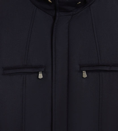 Parka bleu marine en laine déperlante