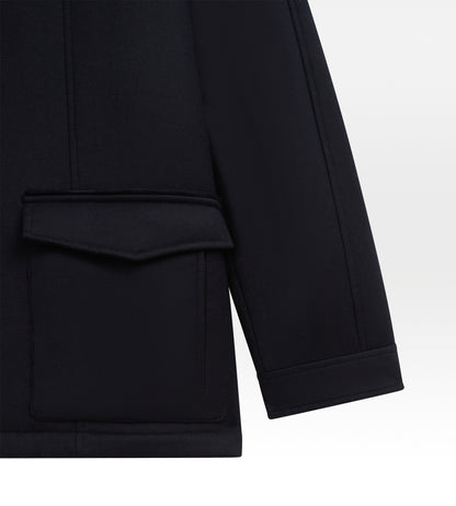Parka bleu marine en laine déperlante