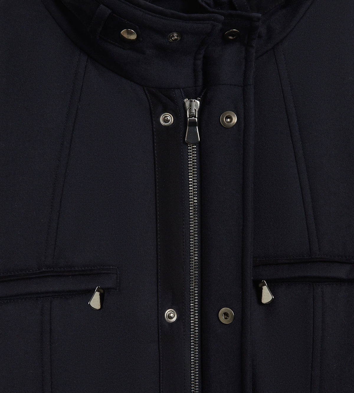 Parka bleu marine en laine déperlante