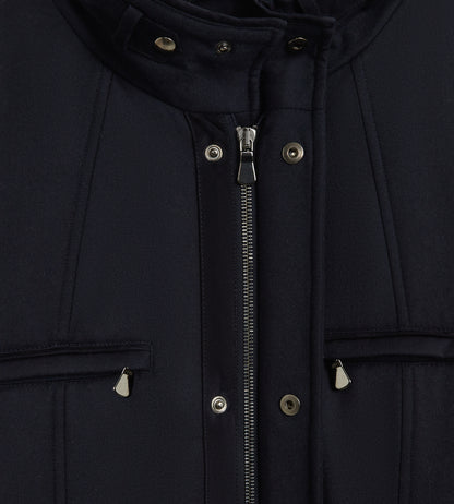 Parka bleu marine en laine déperlante