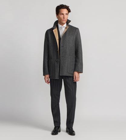 Manteau réversible en cachemire à motif chevrons