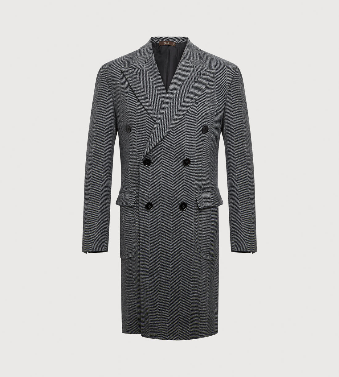 Manteaux croisé en laine gris à motif chevrons