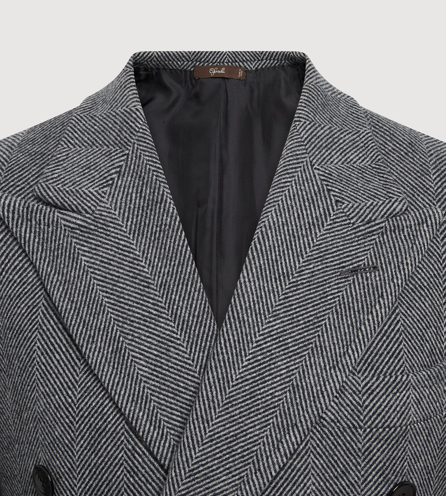 Manteaux croisé en laine gris à motif chevrons