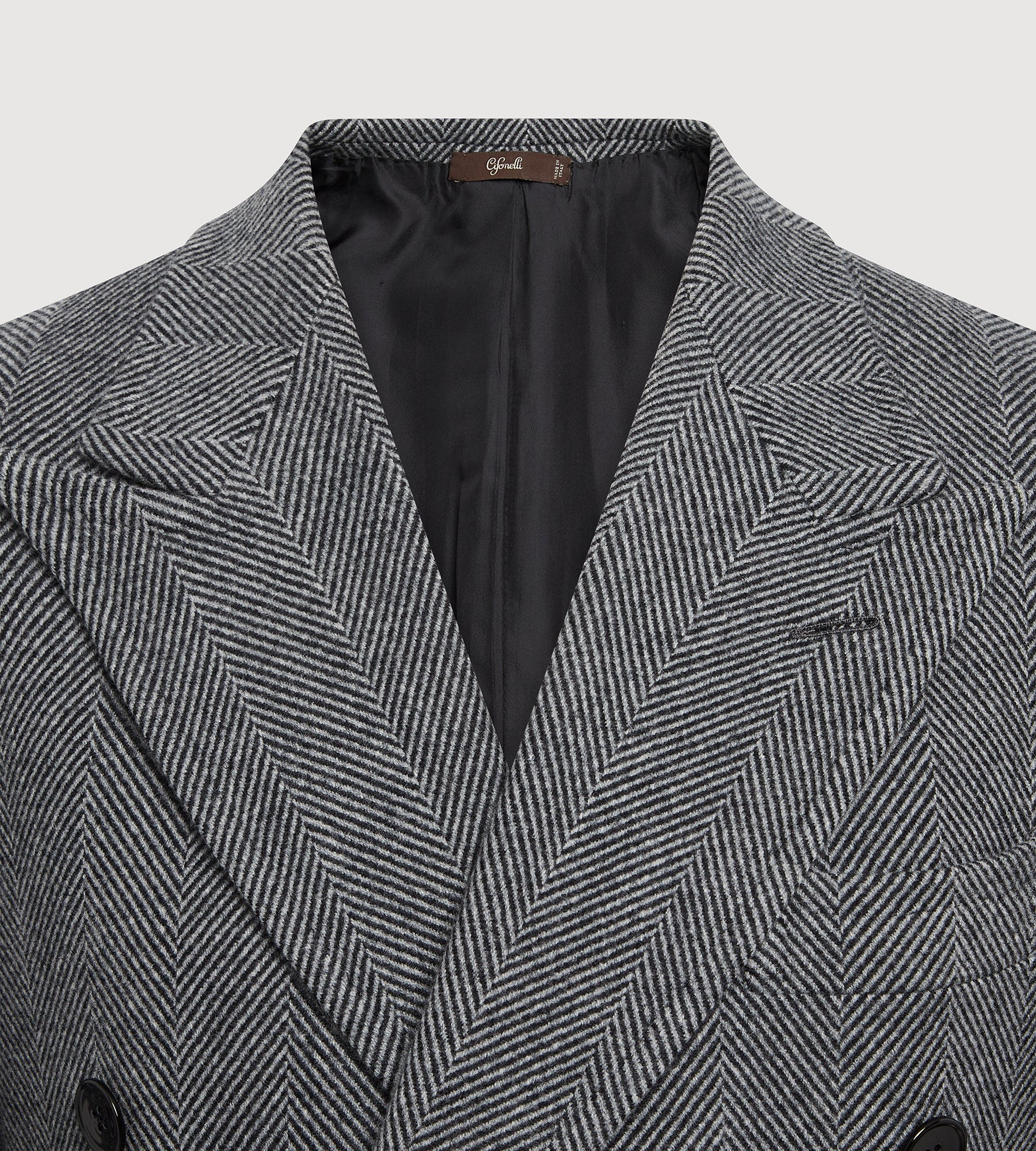 Manteaux croisé en laine gris à motif chevrons