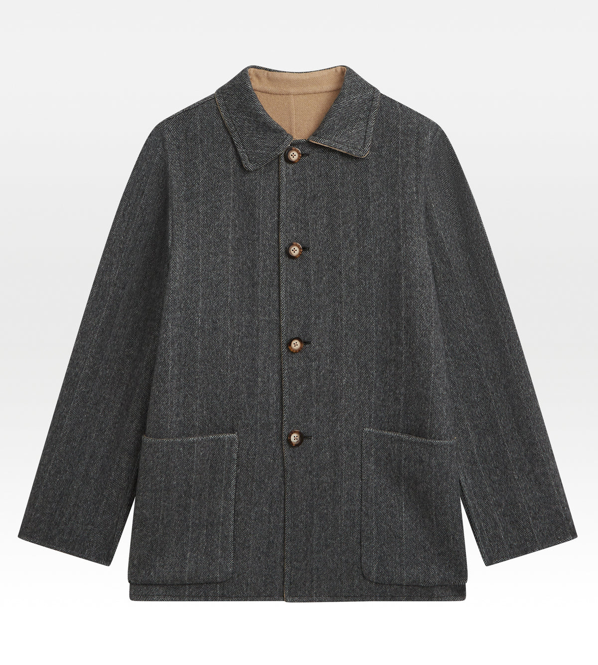 Manteau réversible en cachemire à motif chevrons