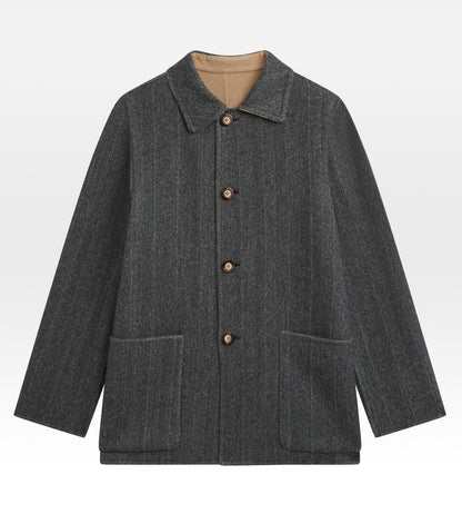 Manteau réversible en cachemire à motif chevrons