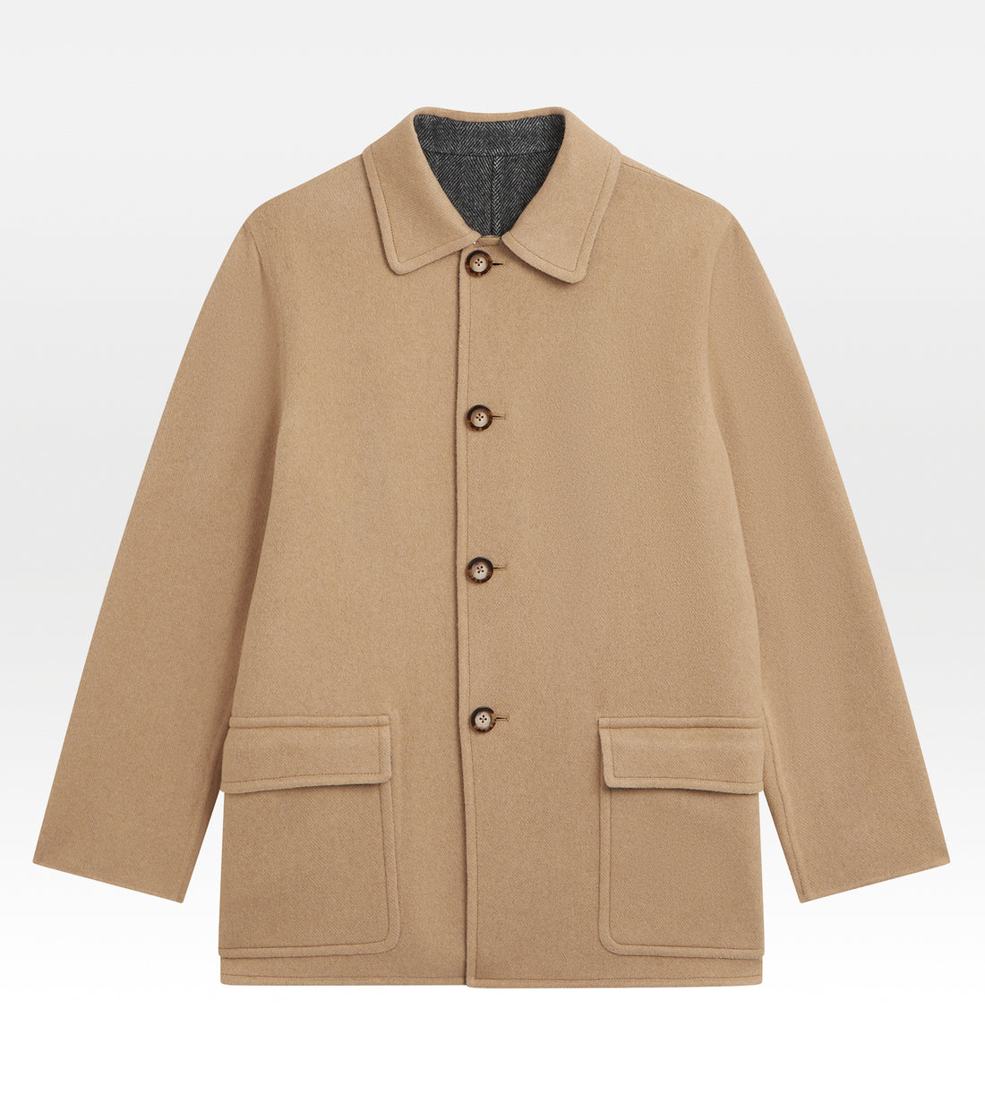 Manteau réversible en cachemire à motif chevrons
