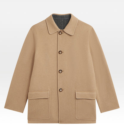 Manteau réversible en cachemire à motif chevrons