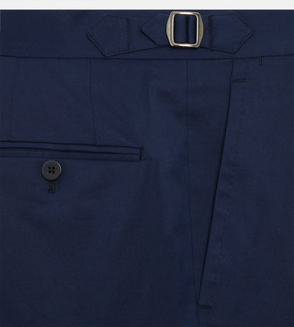 Pantalon classique en coton bleu marine