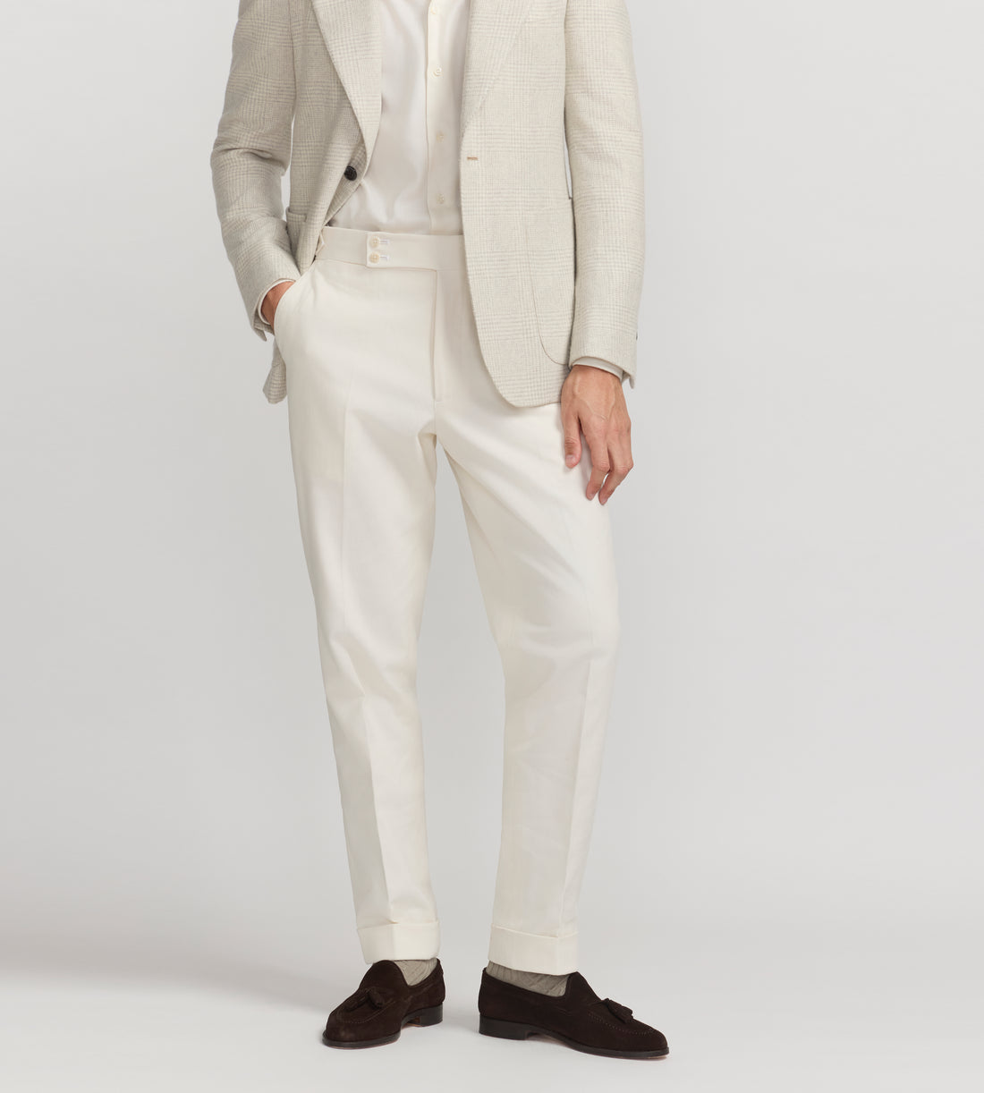 Pantalon en coton blanc cassé
