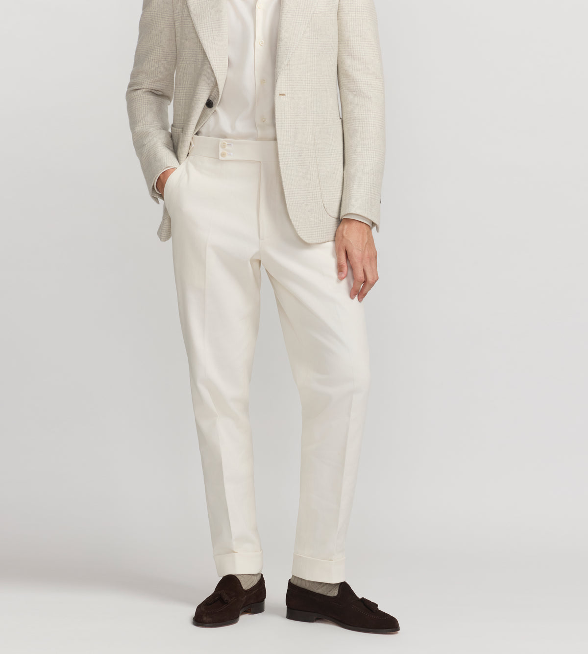 Pantalon en coton blanc cassé