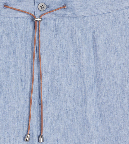 Pantalon à cordon en lin bleu ciel - 24h du Mans