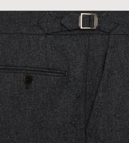 Pantalon en flanelle de laine gris foncé