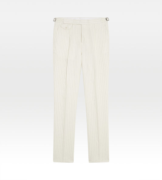 Pantalon en lin ivoire rayé bleu - 24h du Mans