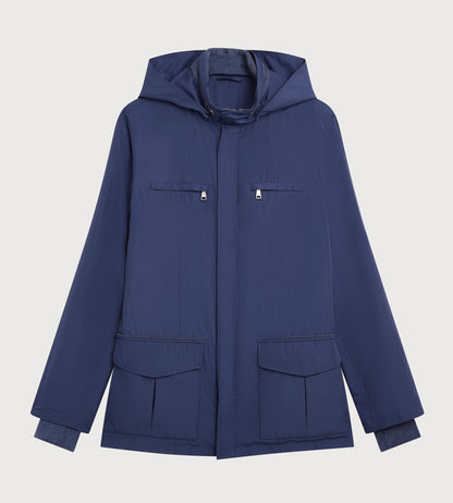 Parka bleu en tissu technique