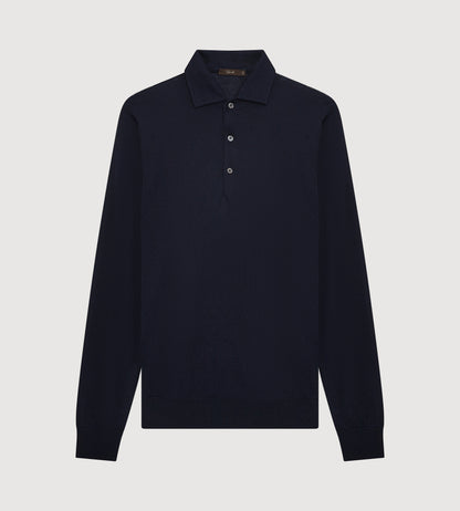 Polo bleu marine en laine &amp; cachemire