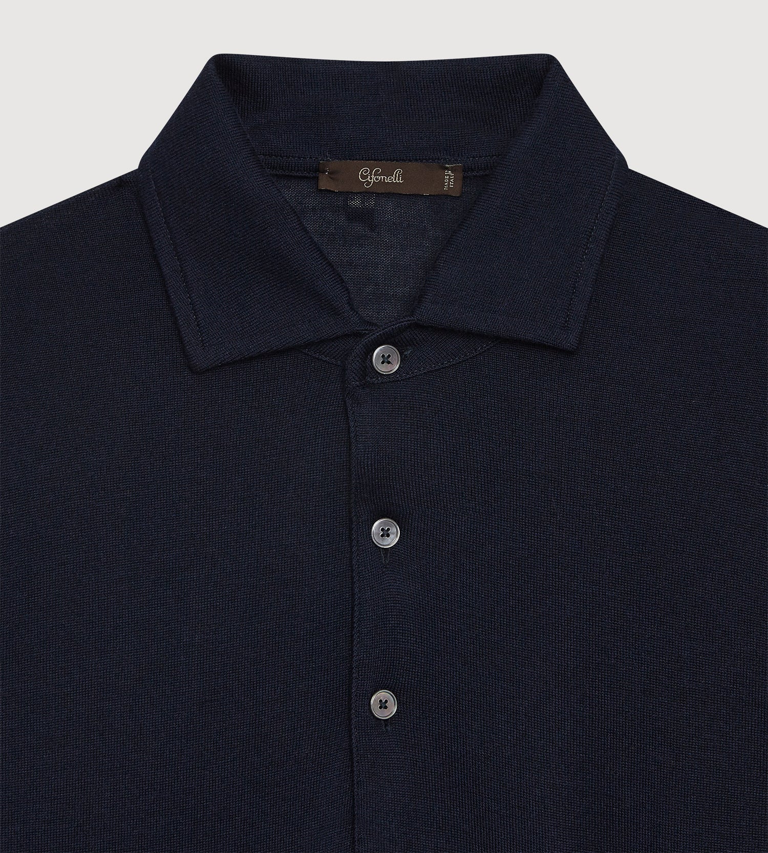 Polo bleu marine en laine &amp; cachemire