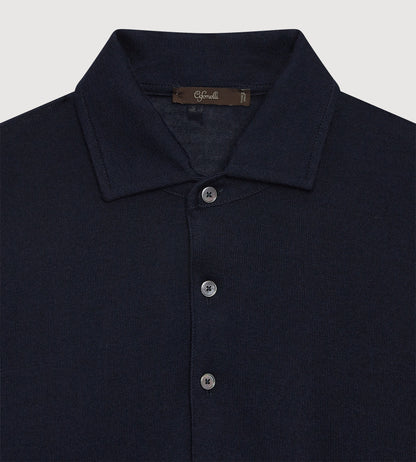 Polo bleu marine en laine &amp; cachemire