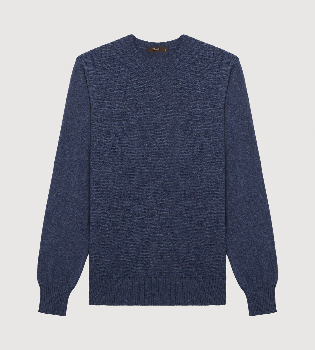 Pull à col rond bleu minéral en cachemire