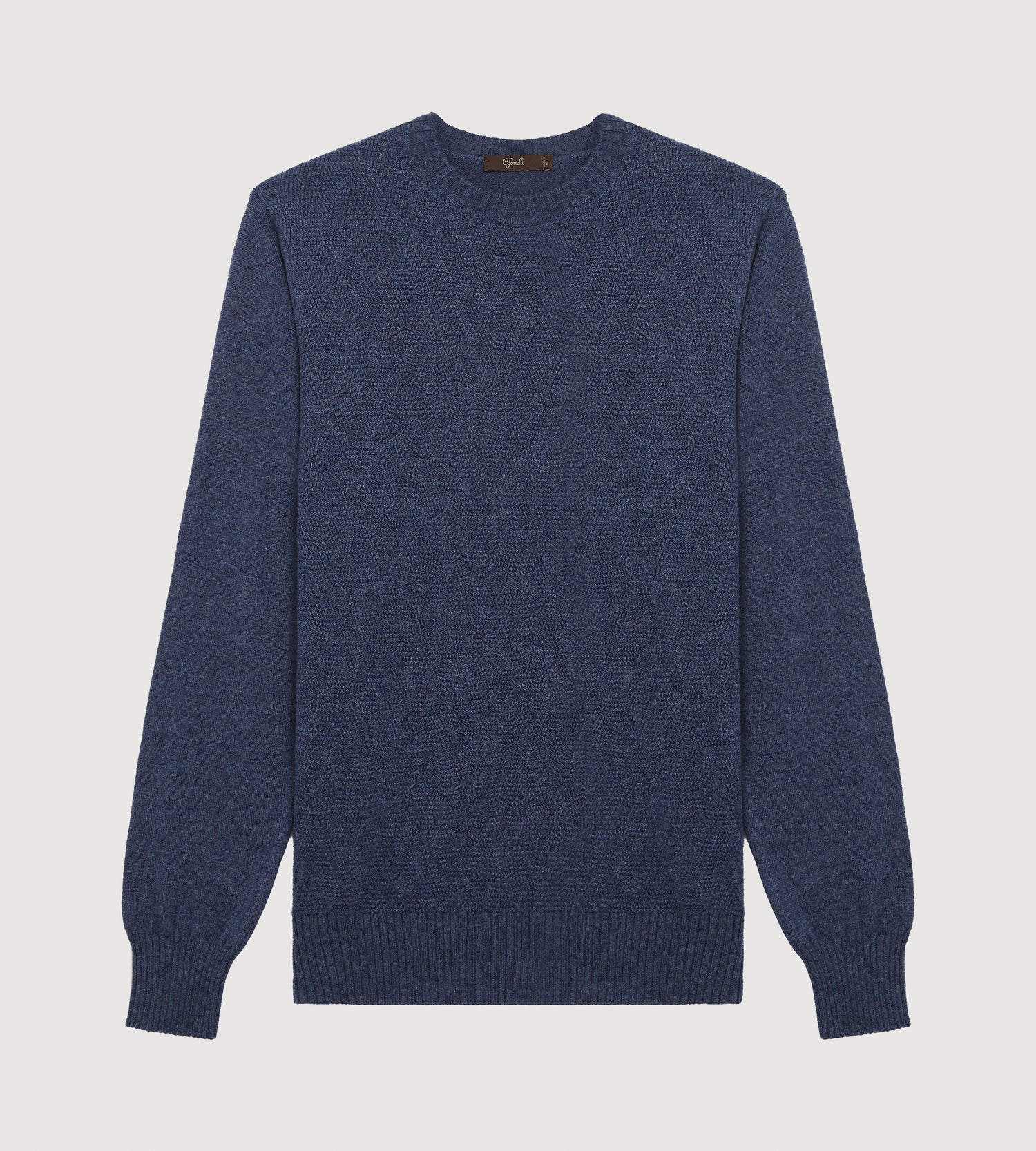 Pull à col rond bleu minéral en cachemire