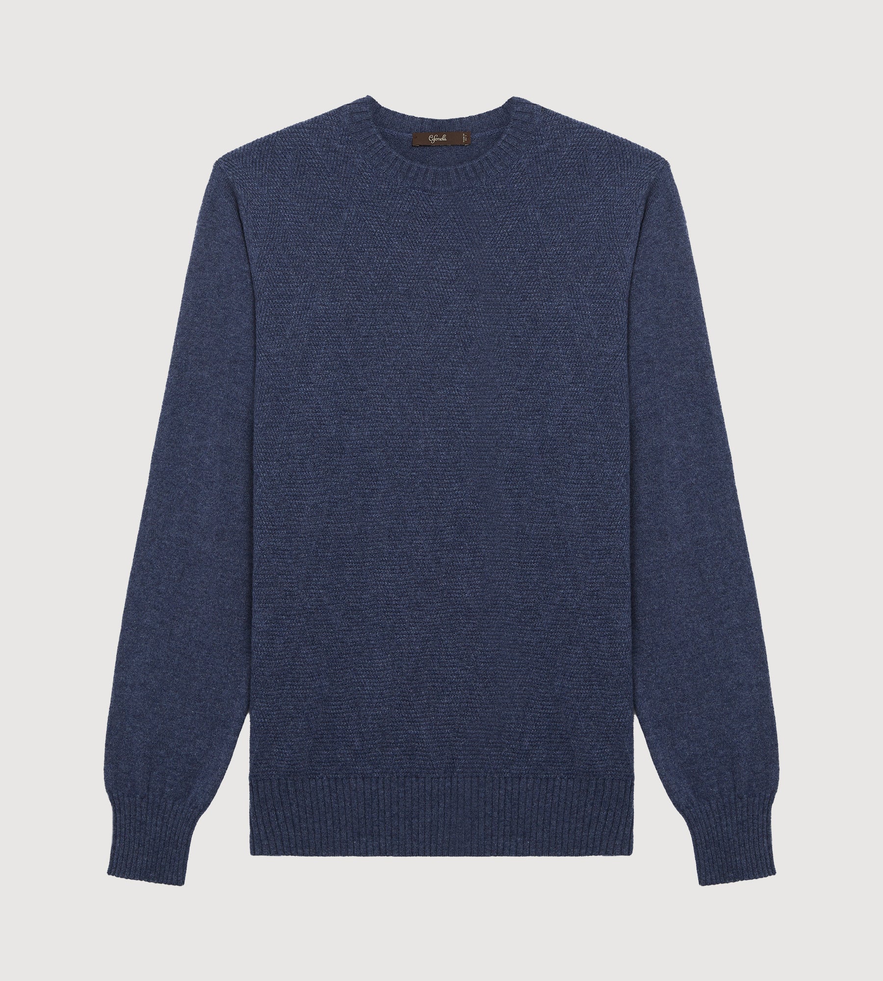 Pull à col rond bleu minéral en cachemire