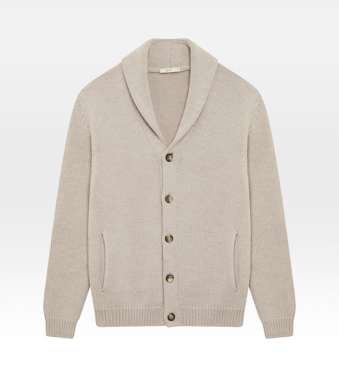 Pull col châle en laine beige