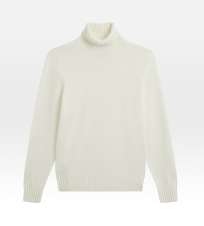 Maille à col roulé en cachemire blanc