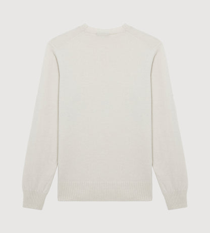 Pull crème à col rond en cachemire