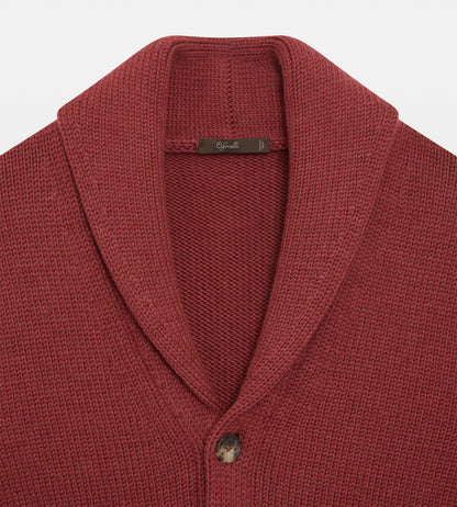 Pull col châle en laine framboise