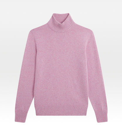 Maille à col dolce vita en cachemire rose